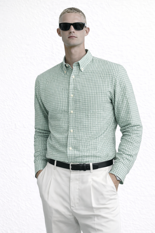 Men’s Classic Checkered Button-Down Shirt – Slim Casual Fit