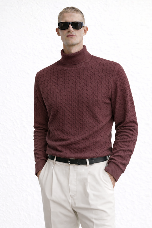 Men’s Textured Turtleneck Knit Sweater