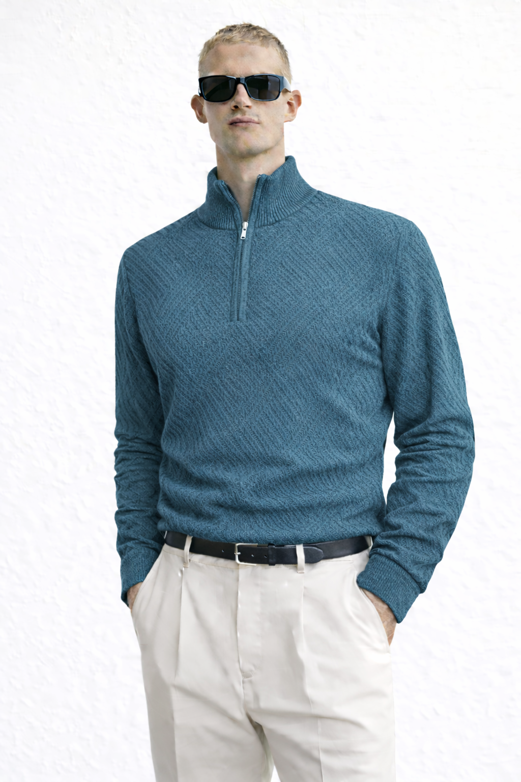 Men’s Textured Half-Zip Knit Sweater