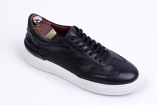 Men’s Leather Low-Tops Sneakers- Black