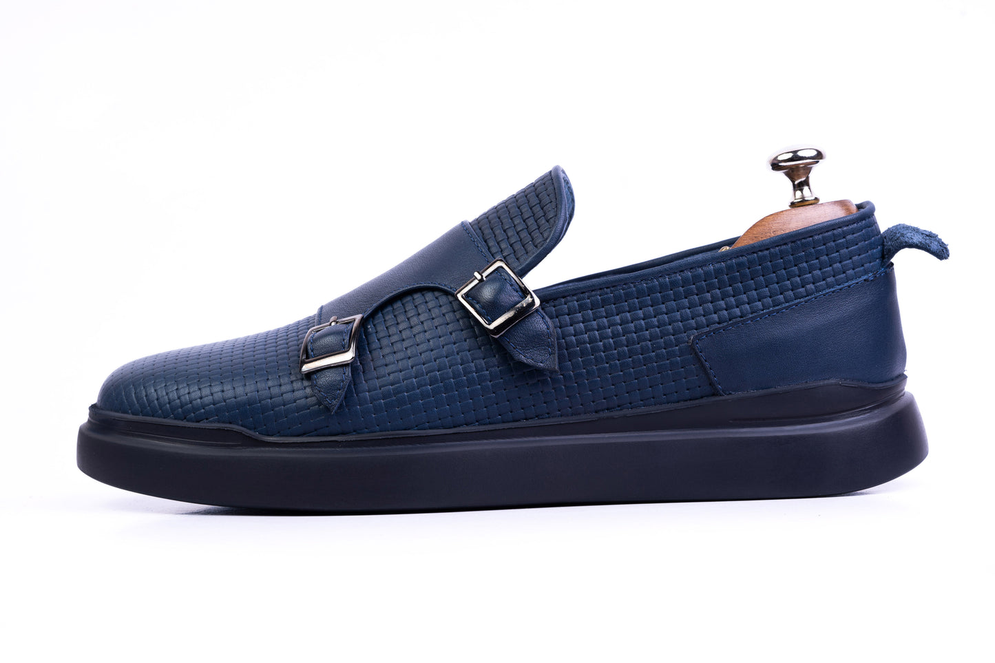 Men’s Leather Double-Strap Low-Tops sneakers - Navy