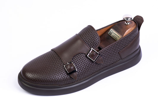 Men’s Leather Double-Strap Low-Tops sneakers - Brown