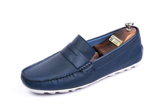 Men’s Leather Low-Tops Loafers - Navy