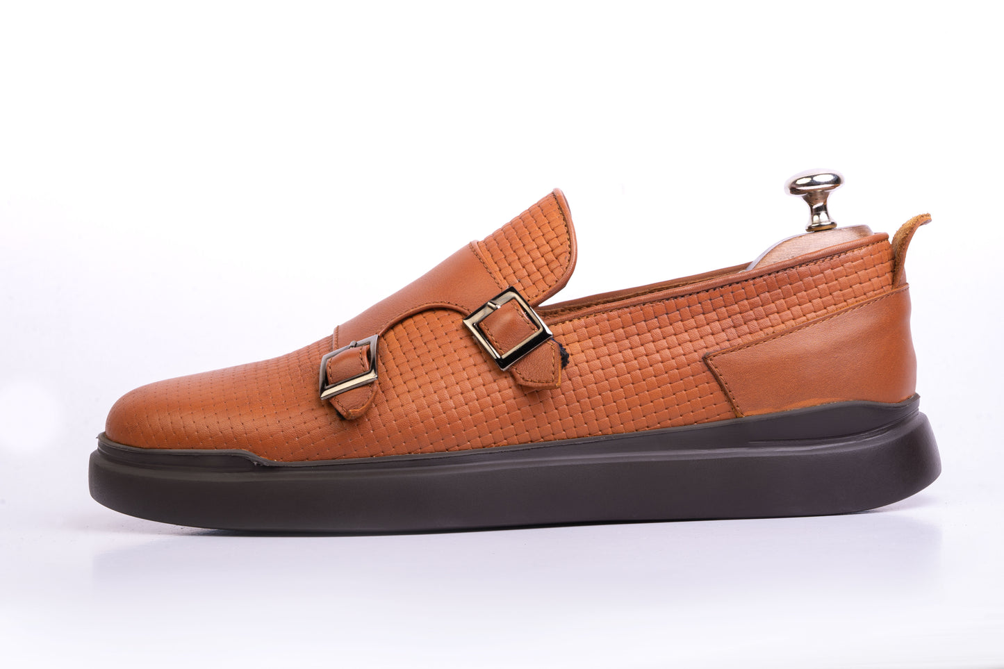 Men’s Leather Double-Strap Low-Tops sneakers - Tan
