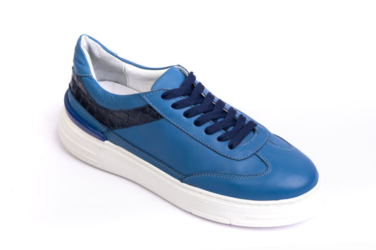 Men’s Leather Low-Tops Sneakers- Blue