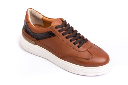 Men’s Leather Low-Tops Sneakers- Tan