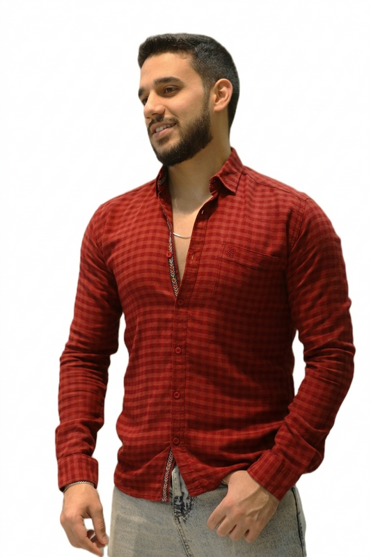 Men’s Slim Fit Checked Long Sleeve Shirt