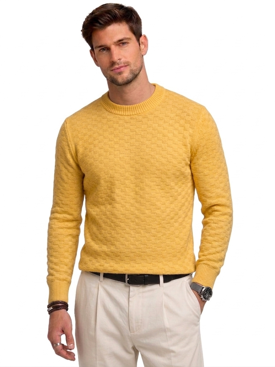 Men’s Textured Crew Neck Knit Sweater