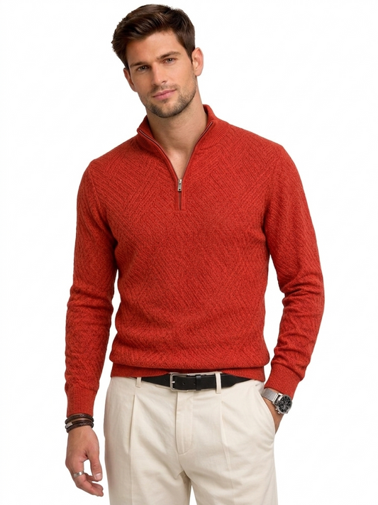 Men’s Textured Half-Zip Knit Sweater