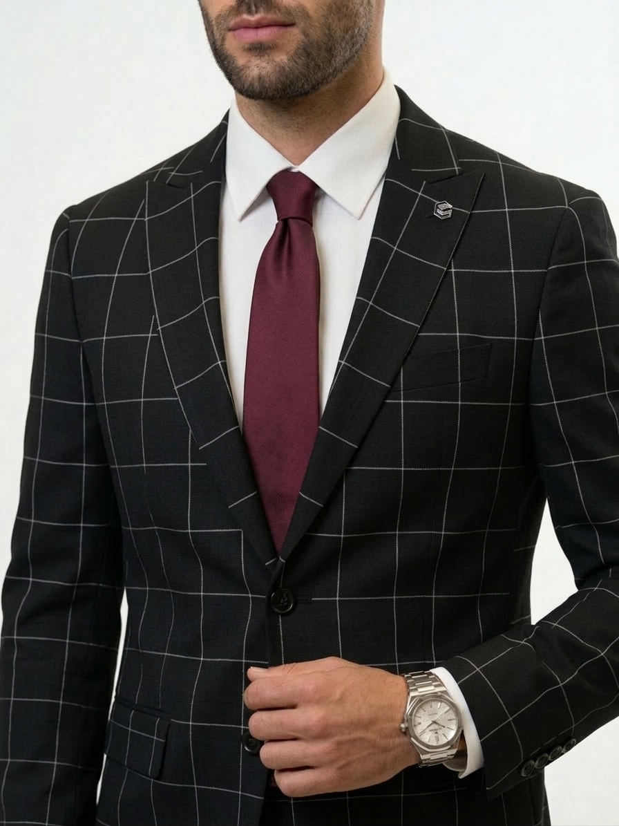 Men's Checks Formal Suit 3pc