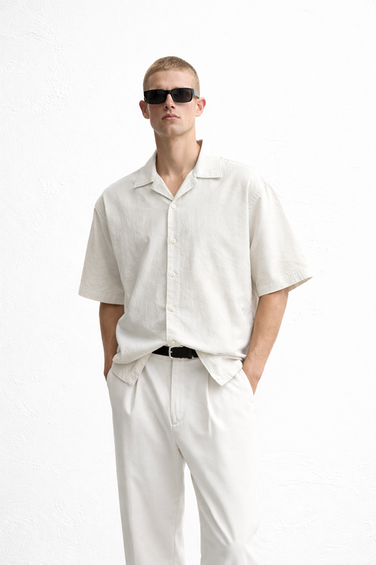 Men’s Solid Short Sleeve Resort Collar Shirt