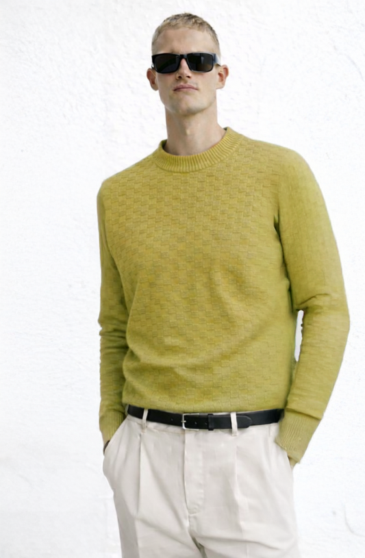 Men’s Textured Crew Neck Knit Sweater
