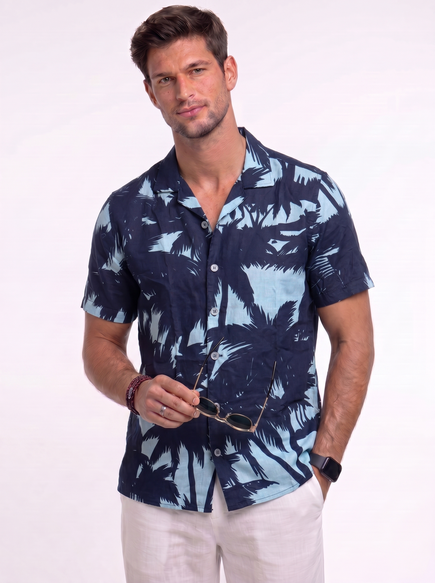 Men’s Patterned Short Sleeve Resort Collar Shirt
