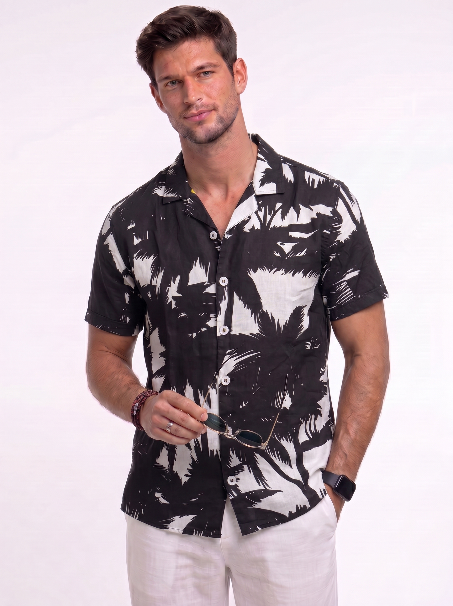 Men’s Patterned Short Sleeve Resort Collar Shirt