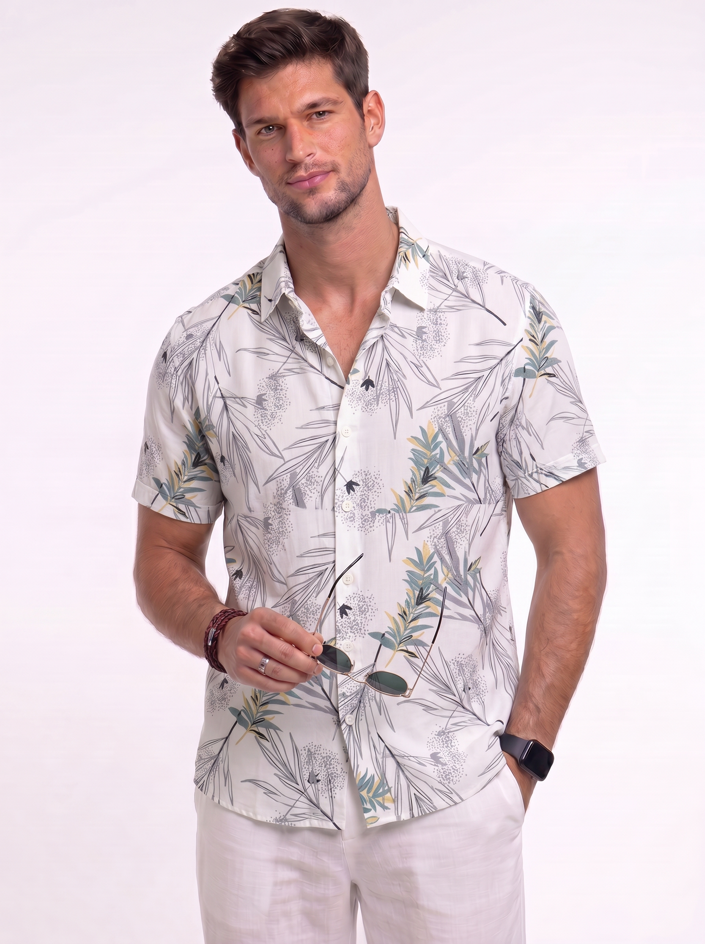 Men’s Patterned Short Sleeve Resort Collar Shirt