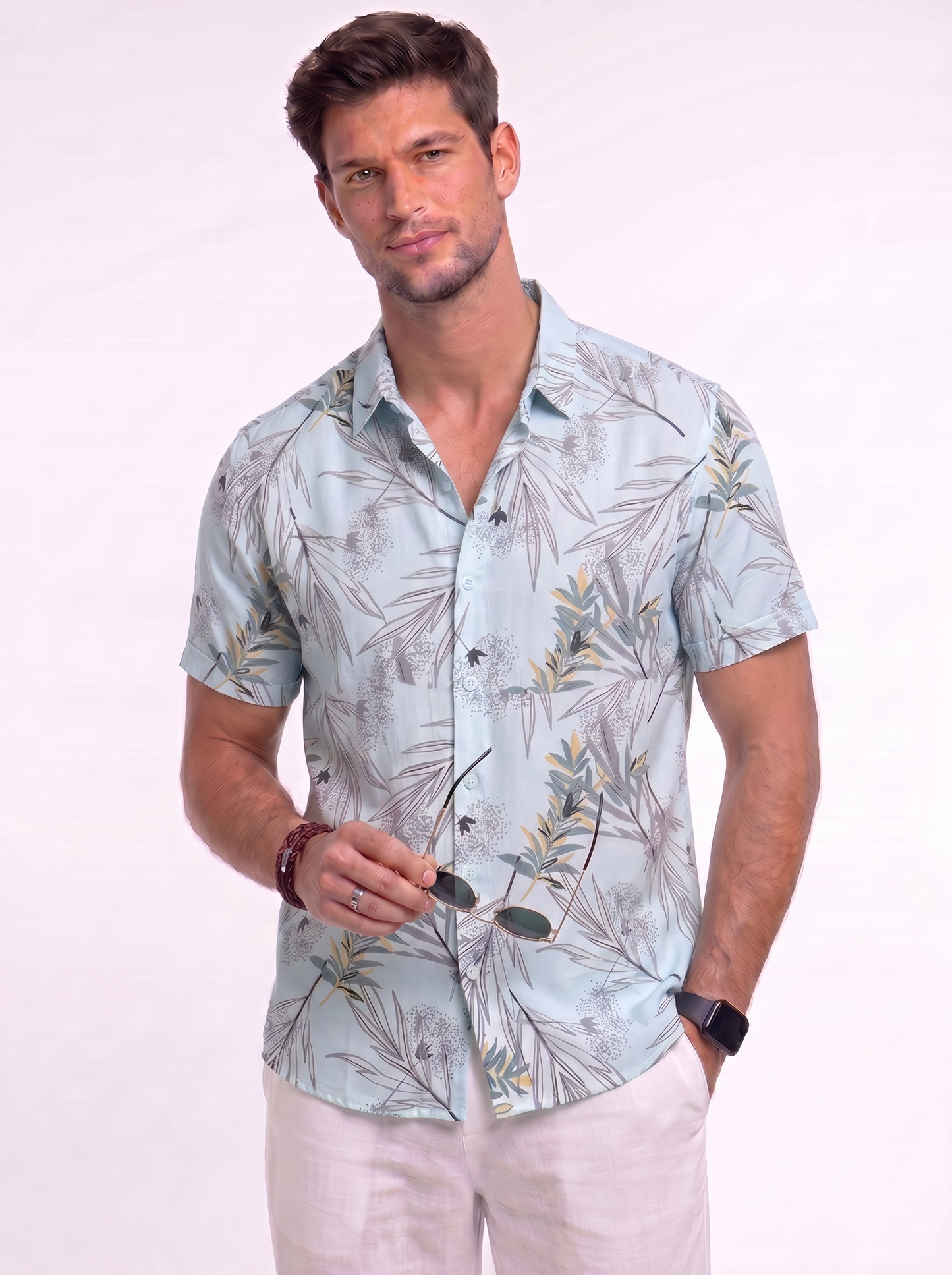 Men’s Patterned Short Sleeve Resort Collar Shirt