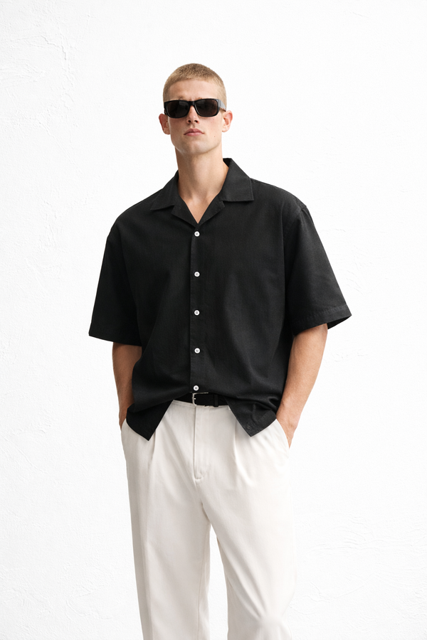 Men’s Solid Short Sleeve Resort Collar Shirt