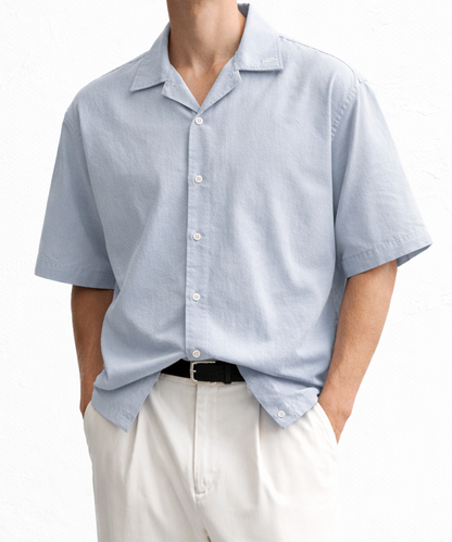 Men’s Solid Short Sleeve Resort Collar Shirt