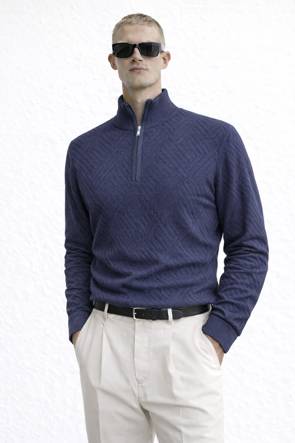 Men’s Textured Half-Zip Knit Sweater