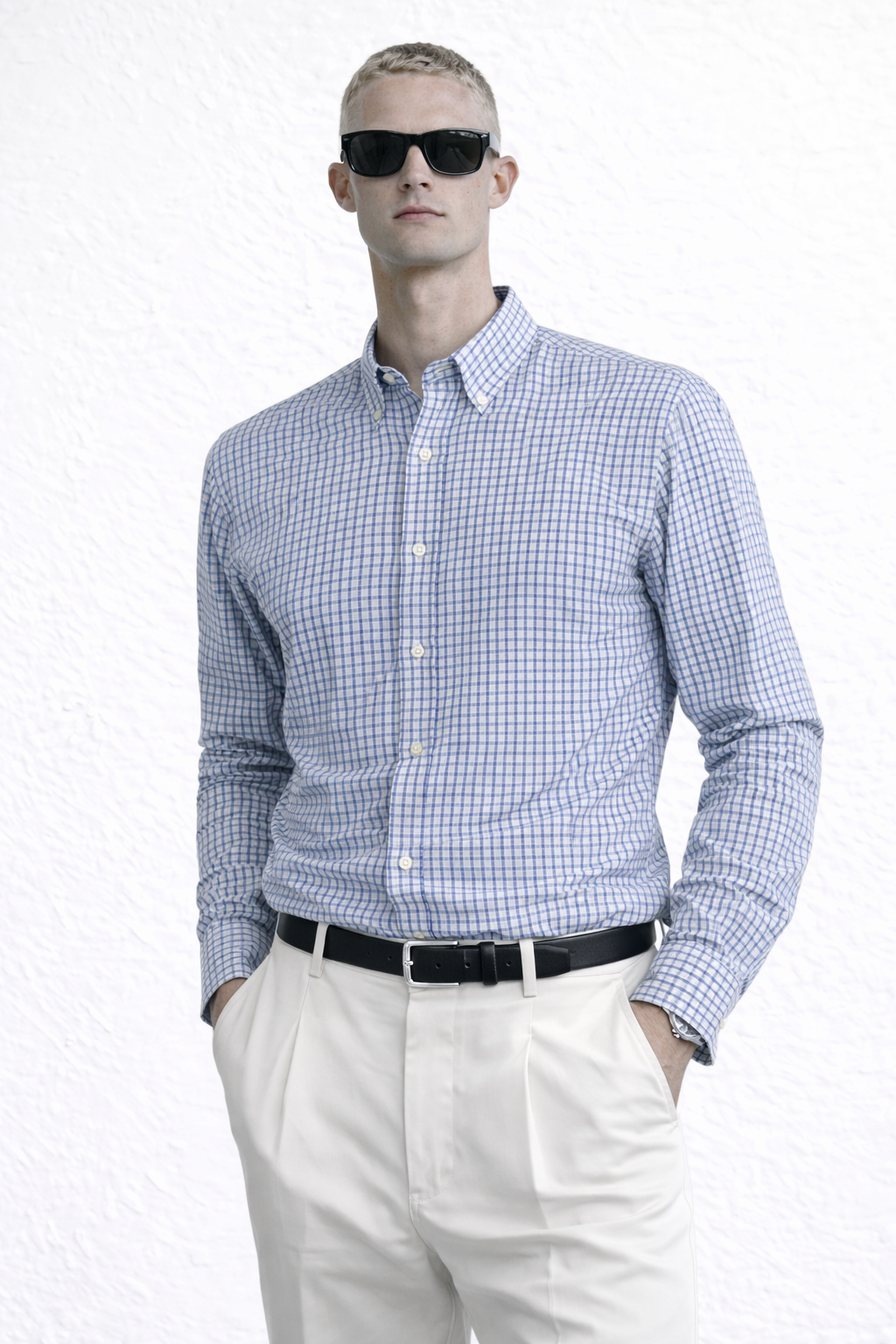 Men’s Classic Checkered Button-Down Shirt – Slim Casual Fit