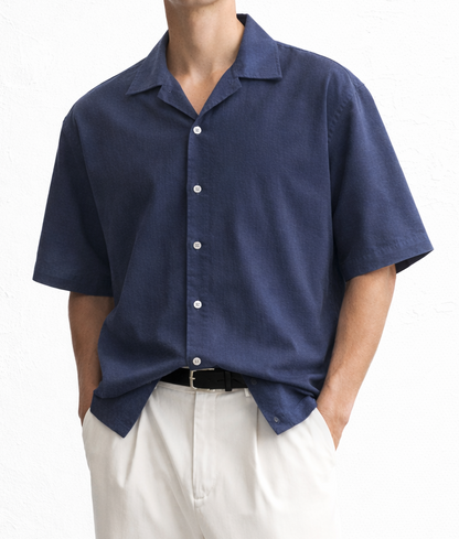 Men’s Solid Short Sleeve Resort Collar Shirt