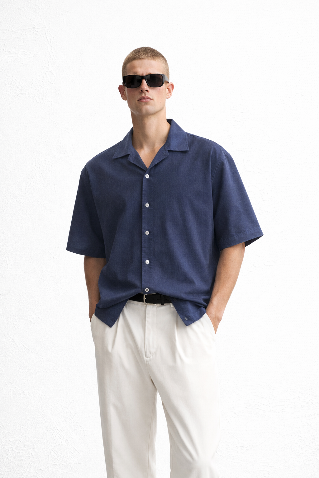 Men’s Solid Short Sleeve Resort Collar Shirt