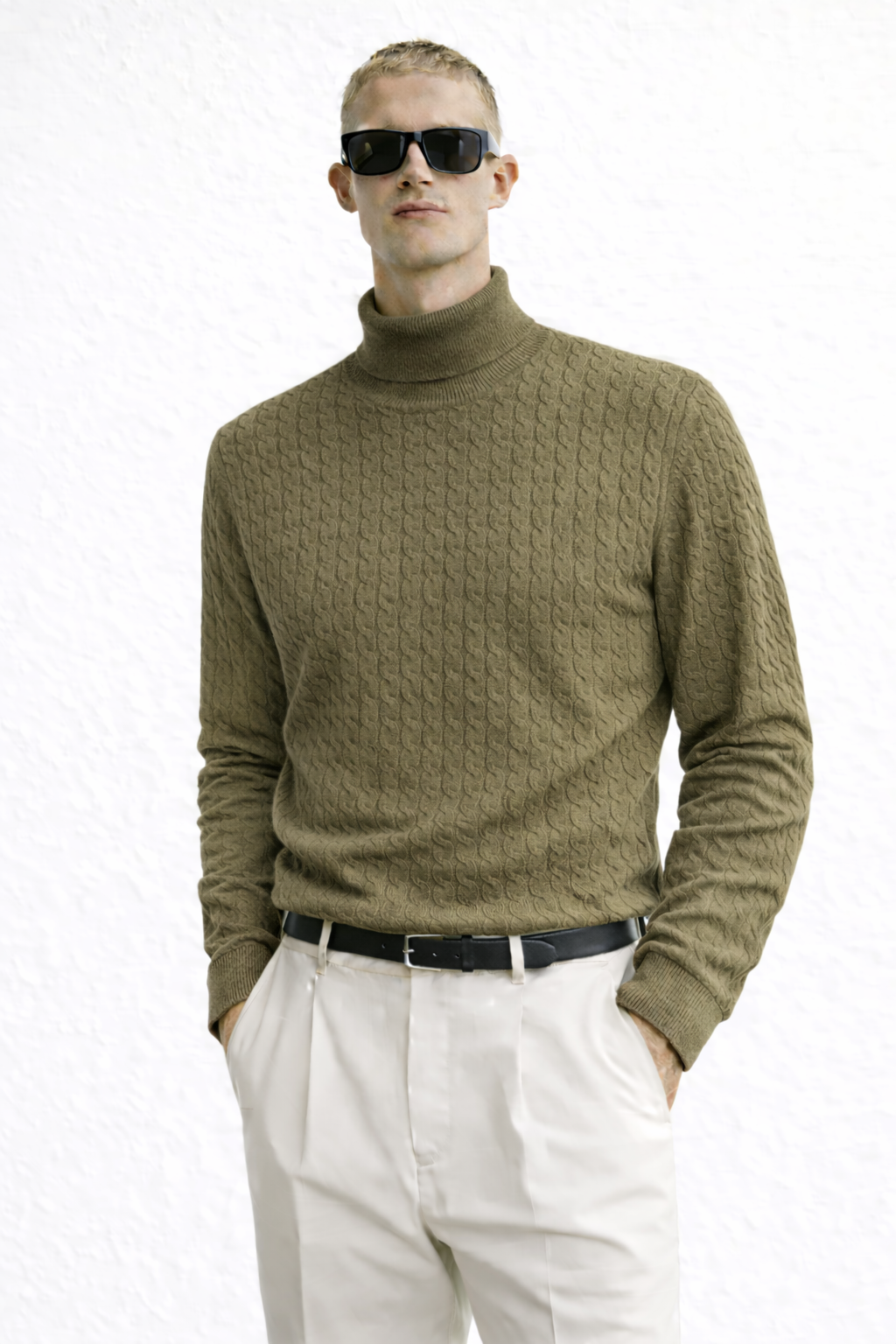Men’s Textured Turtleneck Knit Sweater