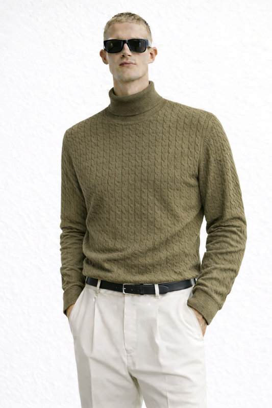Men’s Textured Turtleneck Knit Sweater