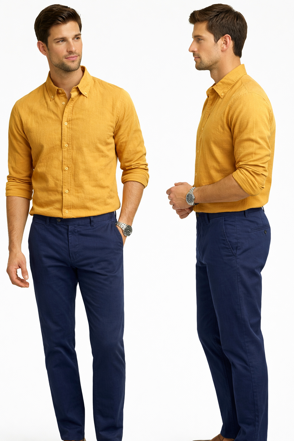 Men’s Utility Button-Down Long Sleeve Shirt with Dual Pockets