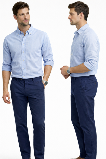 Men’s Utility Button-Down Long Sleeve Shirt with Dual Pockets