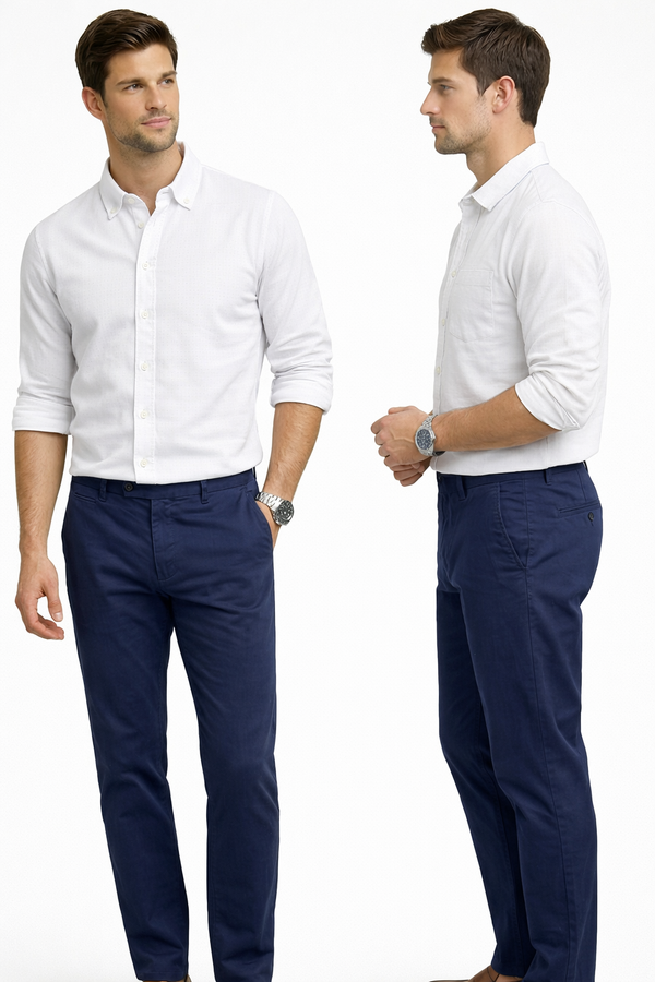 Men’s Utility Button-Down Long Sleeve Shirt with Dual Pockets