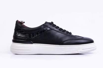 Men’s Leather Low-Tops Sneakers- Black