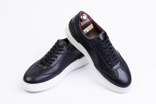 Men’s Leather Low-Tops Sneakers- Black
