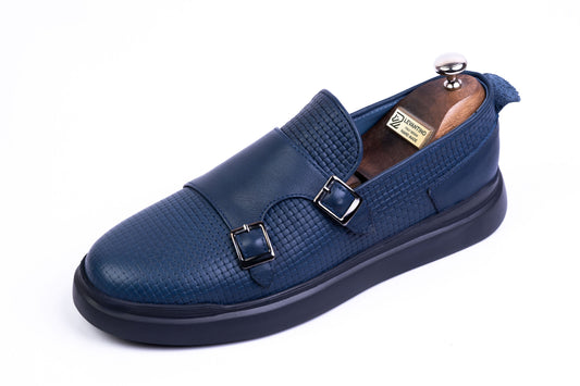 Men’s Leather Double-Strap Low-Tops sneakers - Navy