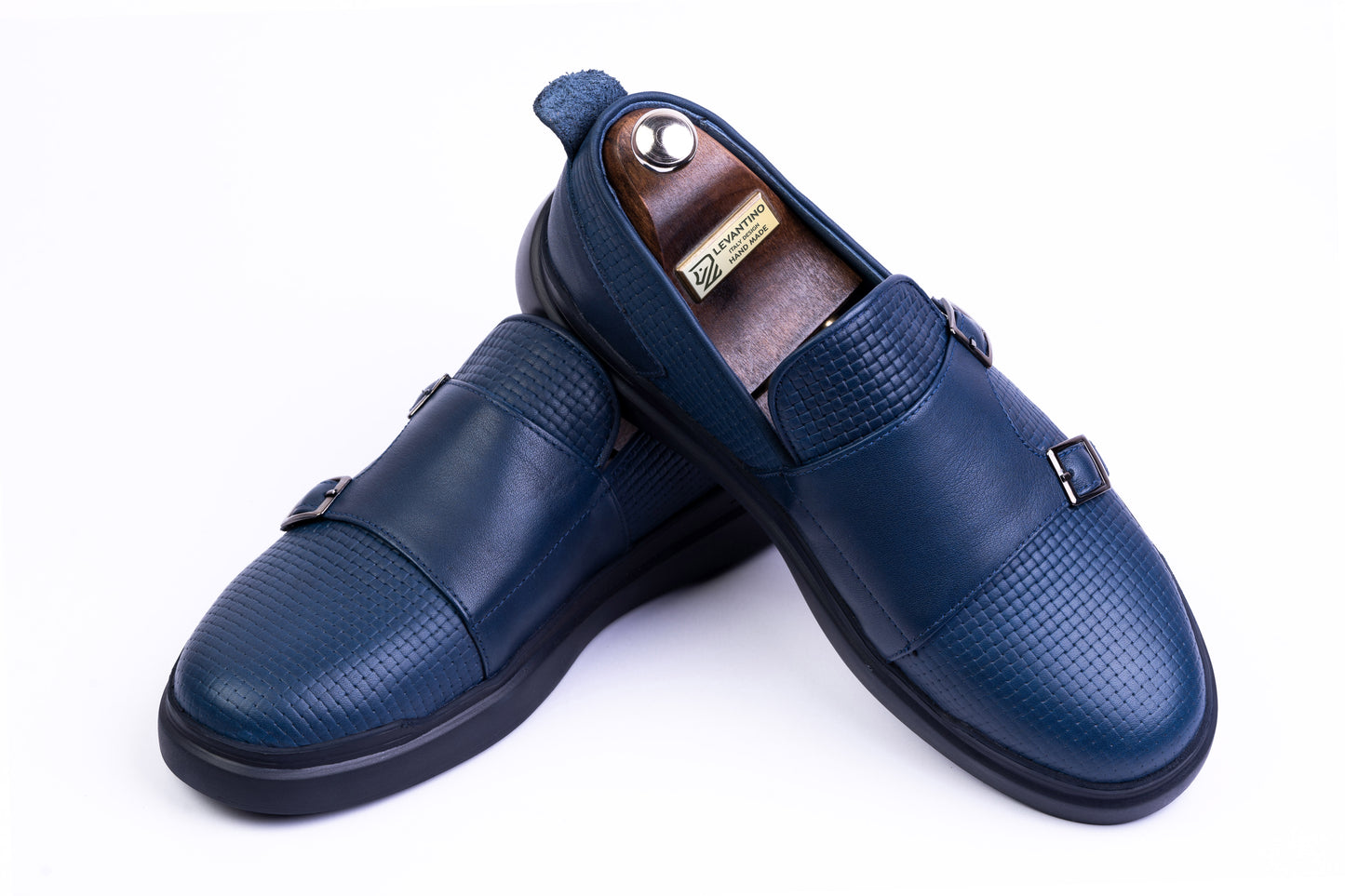 Men’s Leather Double-Strap Low-Tops sneakers - Navy