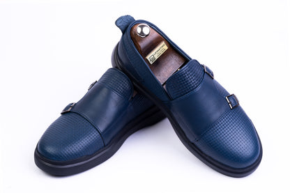 Men’s Leather Double-Strap Low-Tops sneakers - Navy