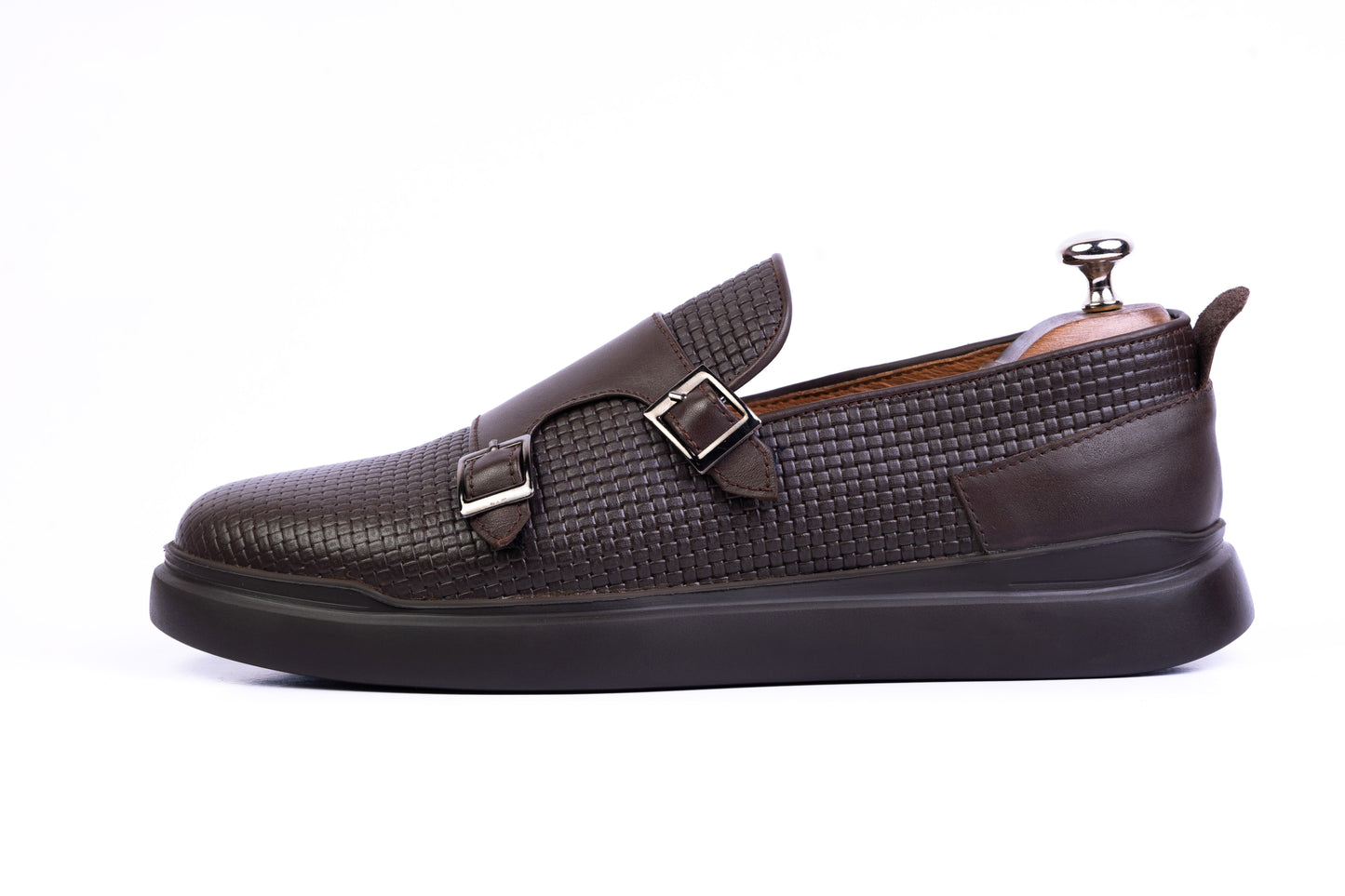 Men’s Leather Double-Strap Low-Tops sneakers - Brown