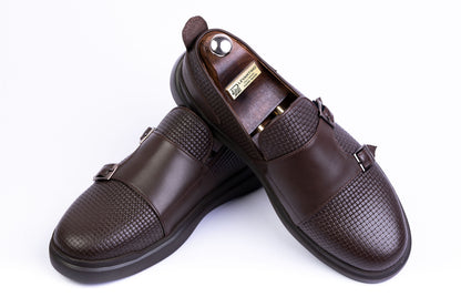 Men’s Leather Double-Strap Low-Tops sneakers - Brown