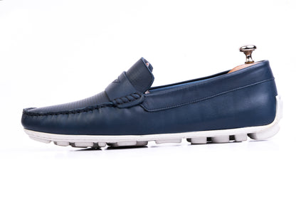 Men’s Leather Low-Tops Loafers - Navy