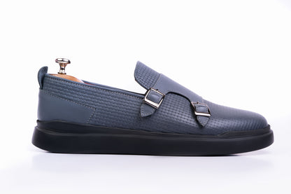 Men’s Leather Double-Strap Low-Tops sneakers - Gray