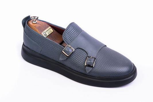 Men’s Leather Double-Strap Low-Tops sneakers - Gray