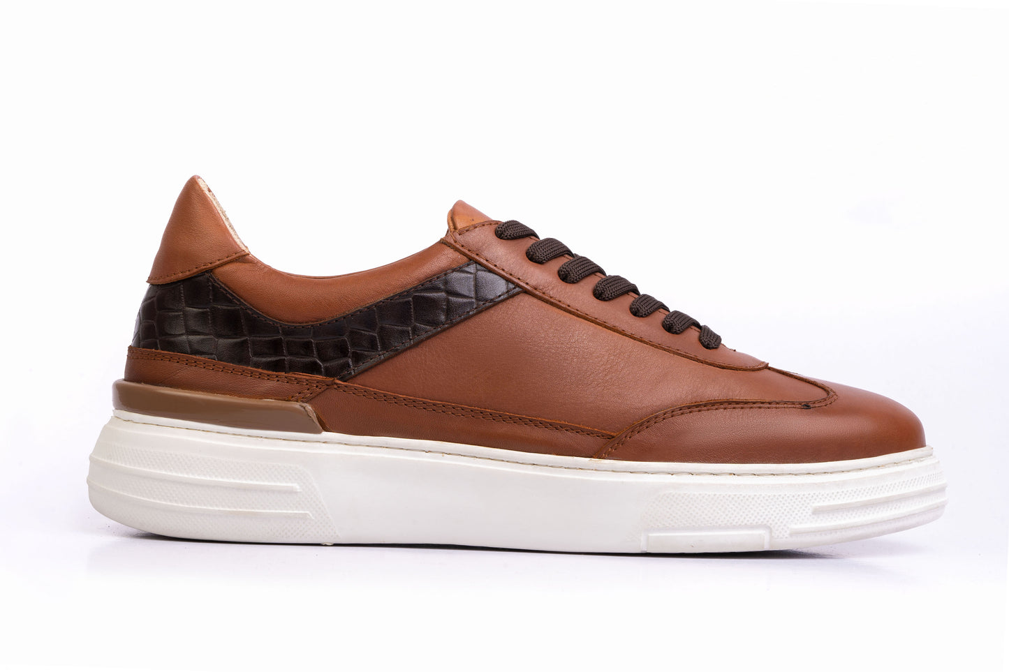 Men’s Leather Low-Tops Sneakers- Tan