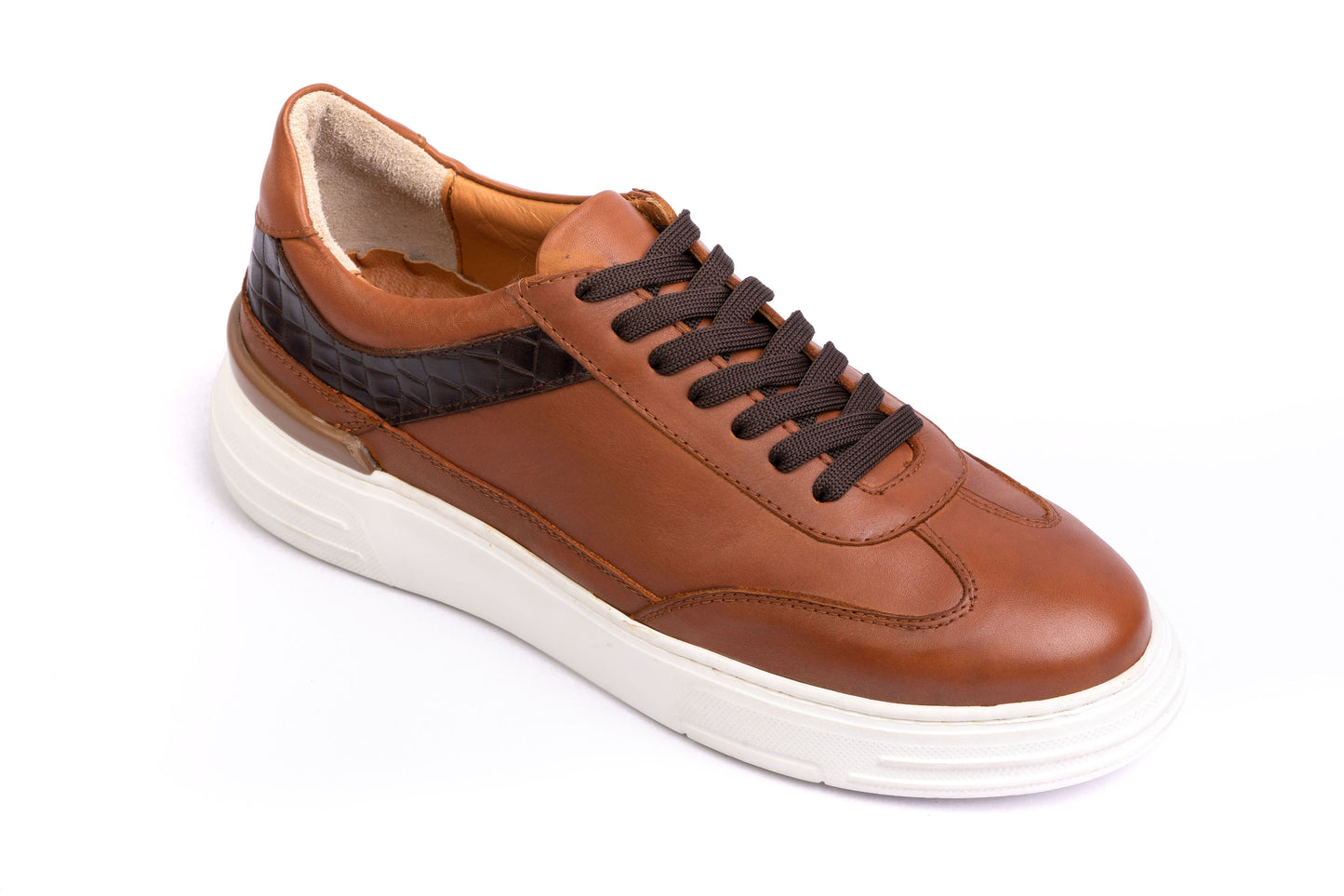 Men’s Leather Low-Tops Sneakers- Tan