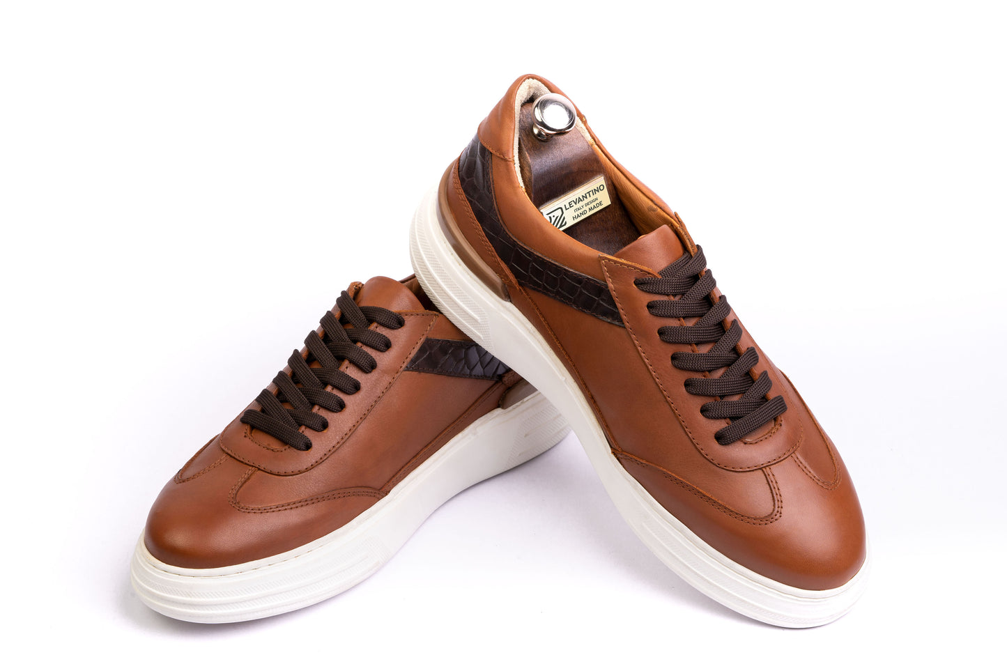 Men’s Leather Low-Tops Sneakers- Tan