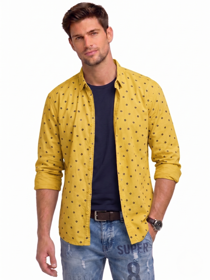 Men’s Slim Fit Printed Long Sleeve Shirt