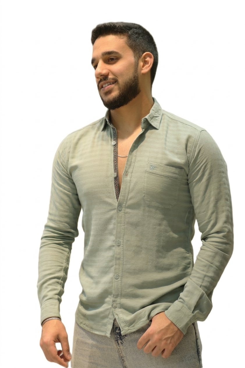 Men’s Slim Fit Checked Long Sleeve Shirt