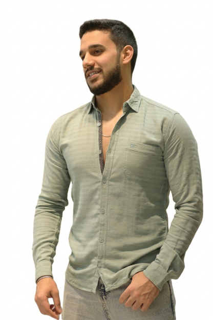 Men’s Slim Fit Checked Long Sleeve Shirt