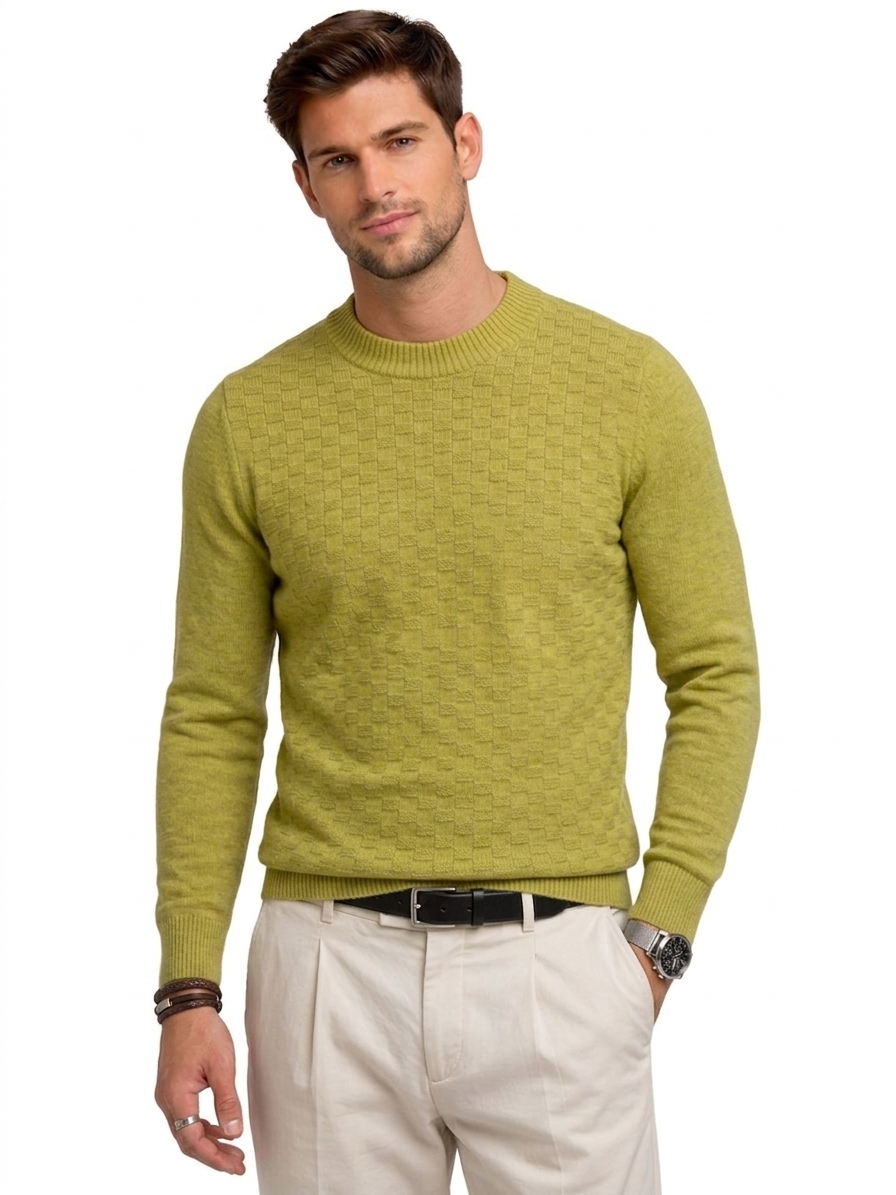 Men’s Textured Crew Neck Knit Sweater