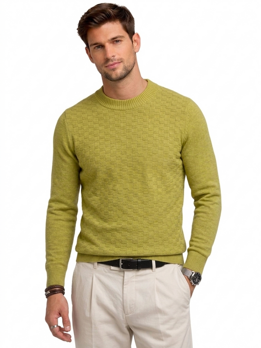 Men’s Textured Crew Neck Knit Sweater