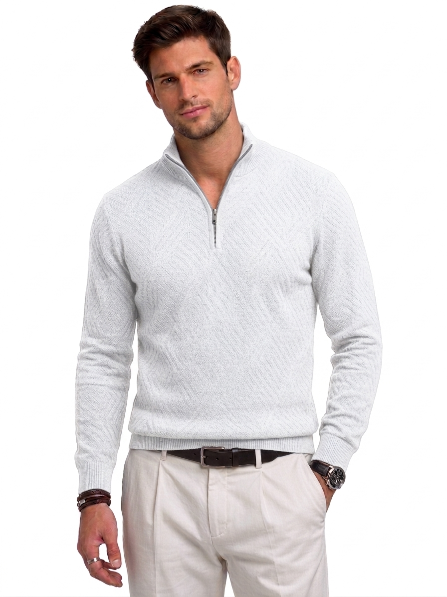 Men’s Textured Half-Zip Knit Sweater